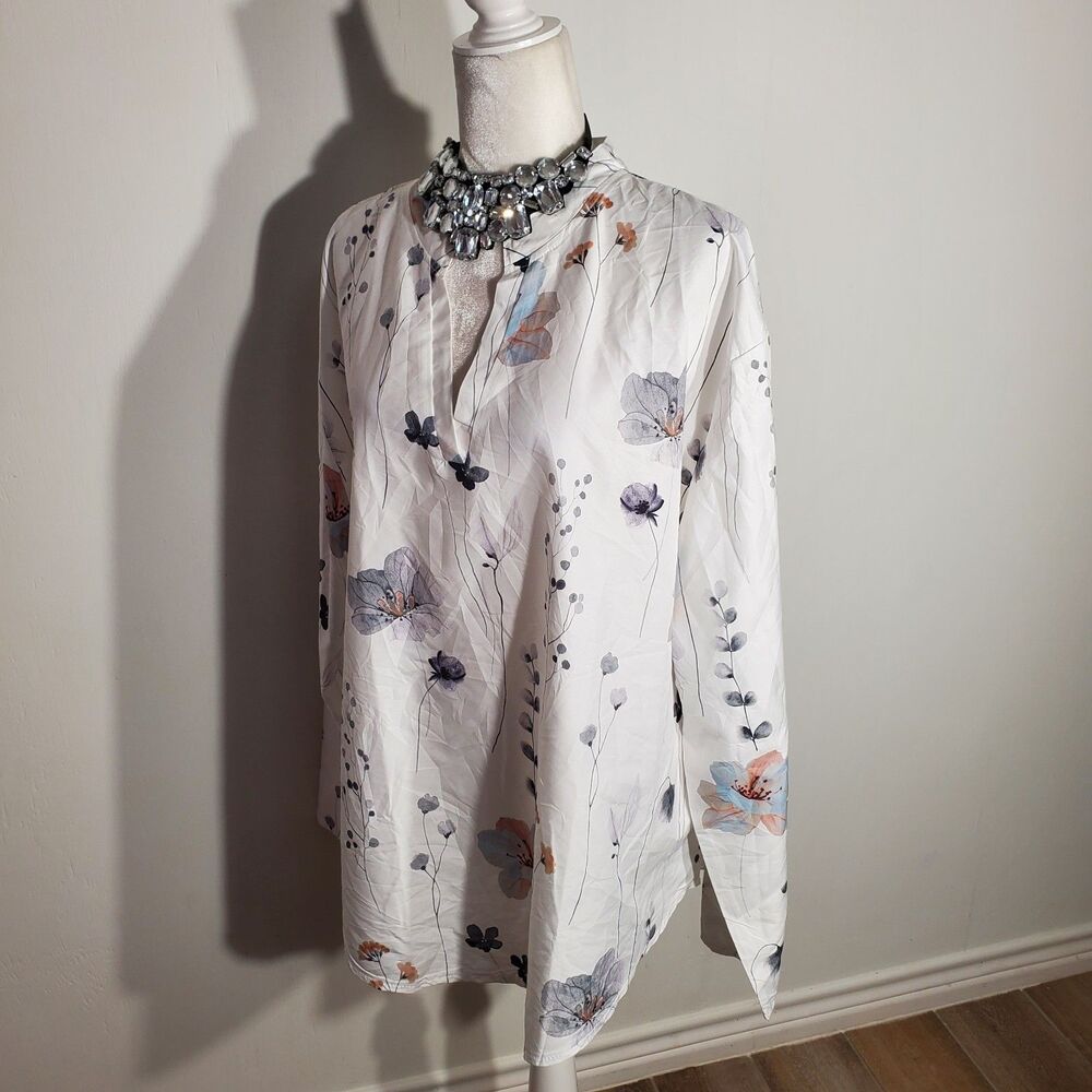 UNBRANDED TUNIC WHITE LONG SLEEVE POLYESTER SIZE 3X